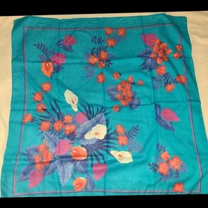 Authentic Vintage Christian Dior Scarf Handkerchief Blue Red 60's 30x30 Wrap